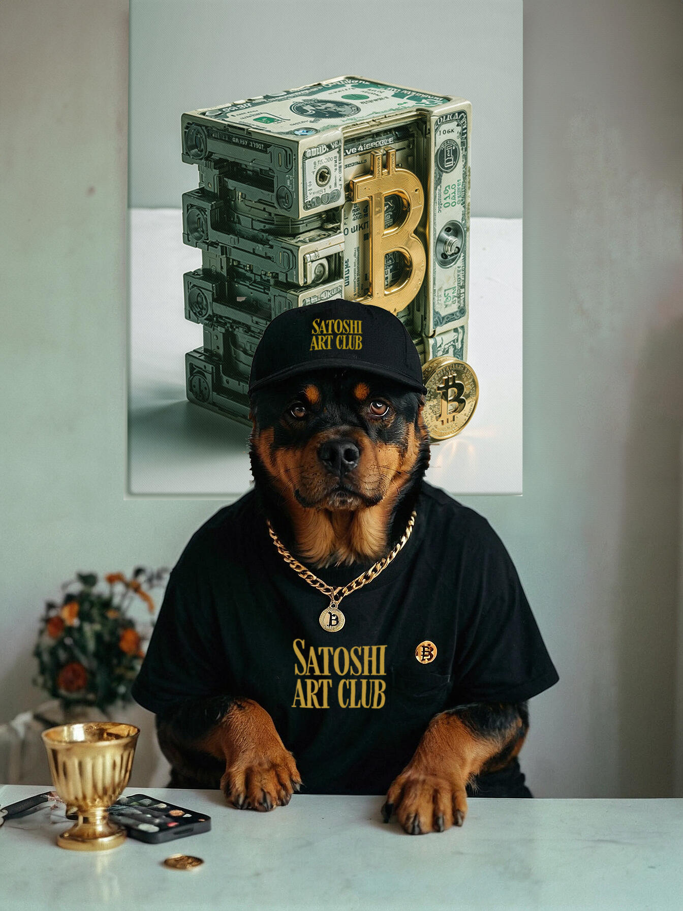 Satosi Art Club Collector Black Golf Cap Tee