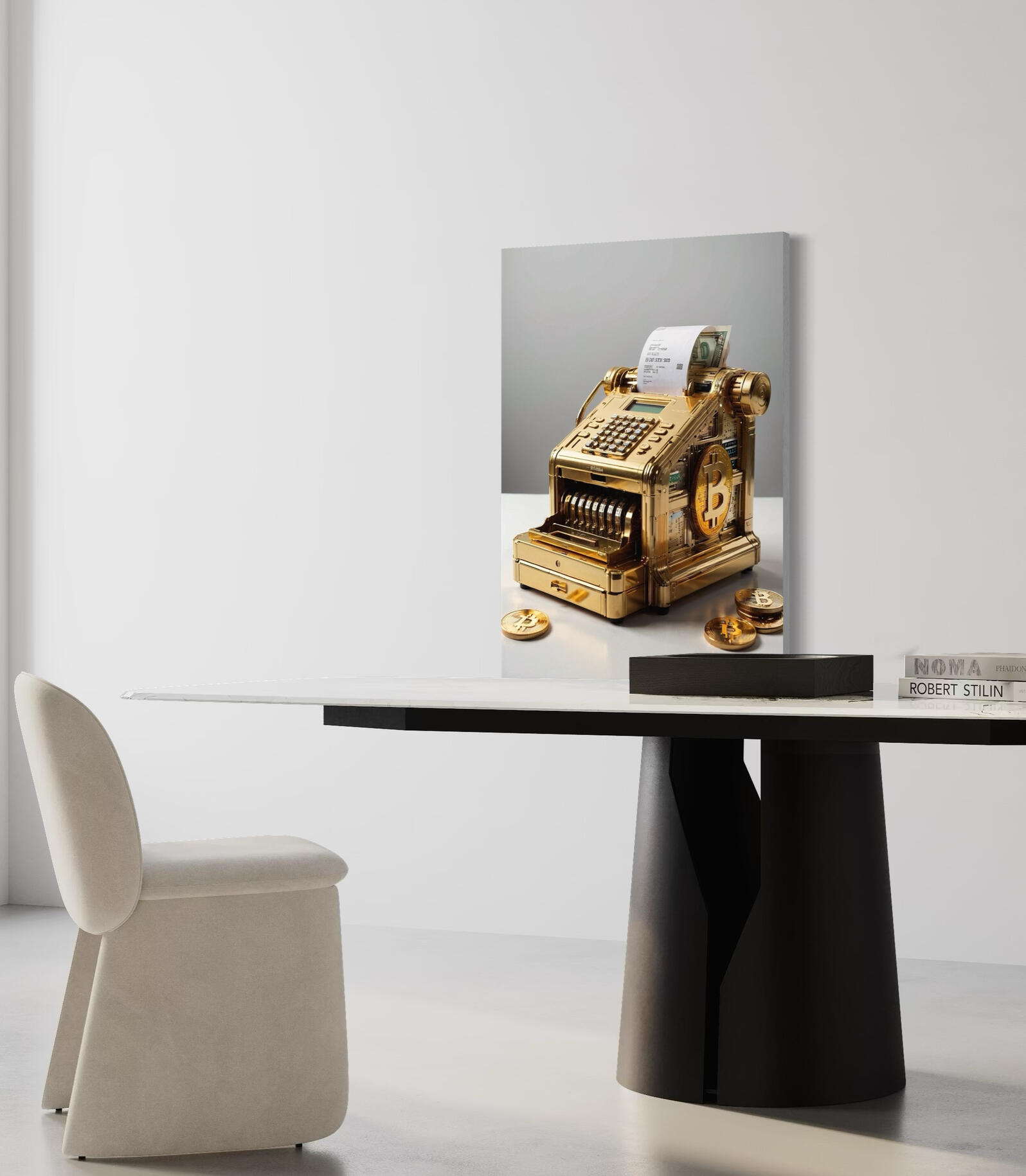 BITCOIN CASHIER - Luxury Crypto Currency Art Canvas Print | Modern Money Wall Art Collection