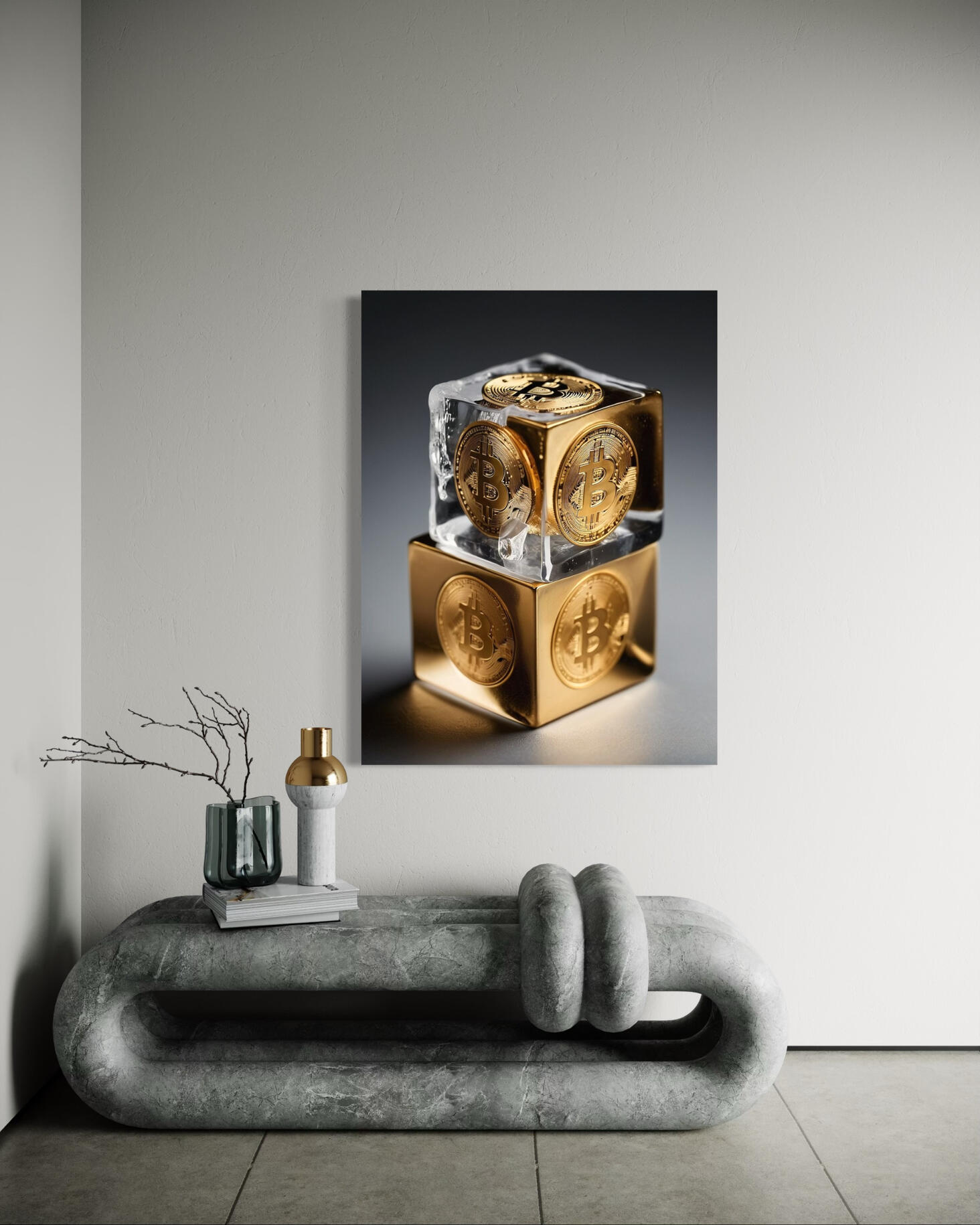 SATOSHI'S CUBE: Bitcoin Luxury Crypto Currency Art Canvas Print | Modern Money Wall Art Collection